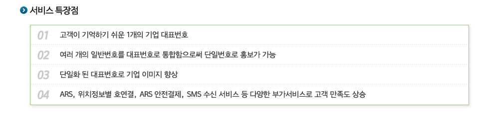 전국대표번호 서비스 특장점
